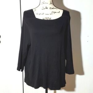 Chico's-Black Soft Supima Cotton Neutral Top Square neckline Office Sz.XL